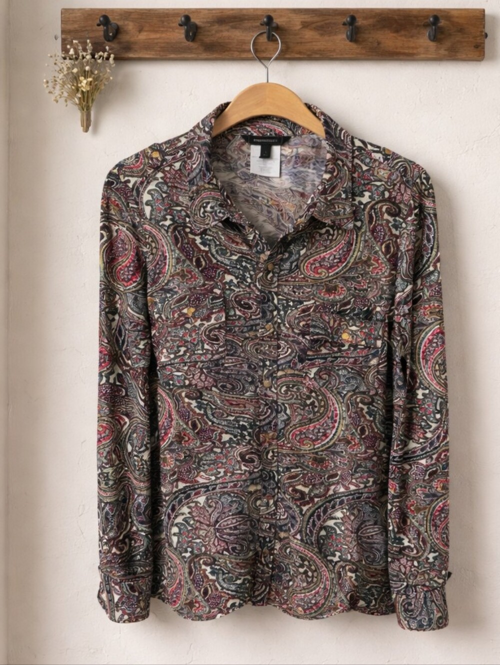BCBG MAX AZRIA Paisley Button-Up Blouse in Multi-Color